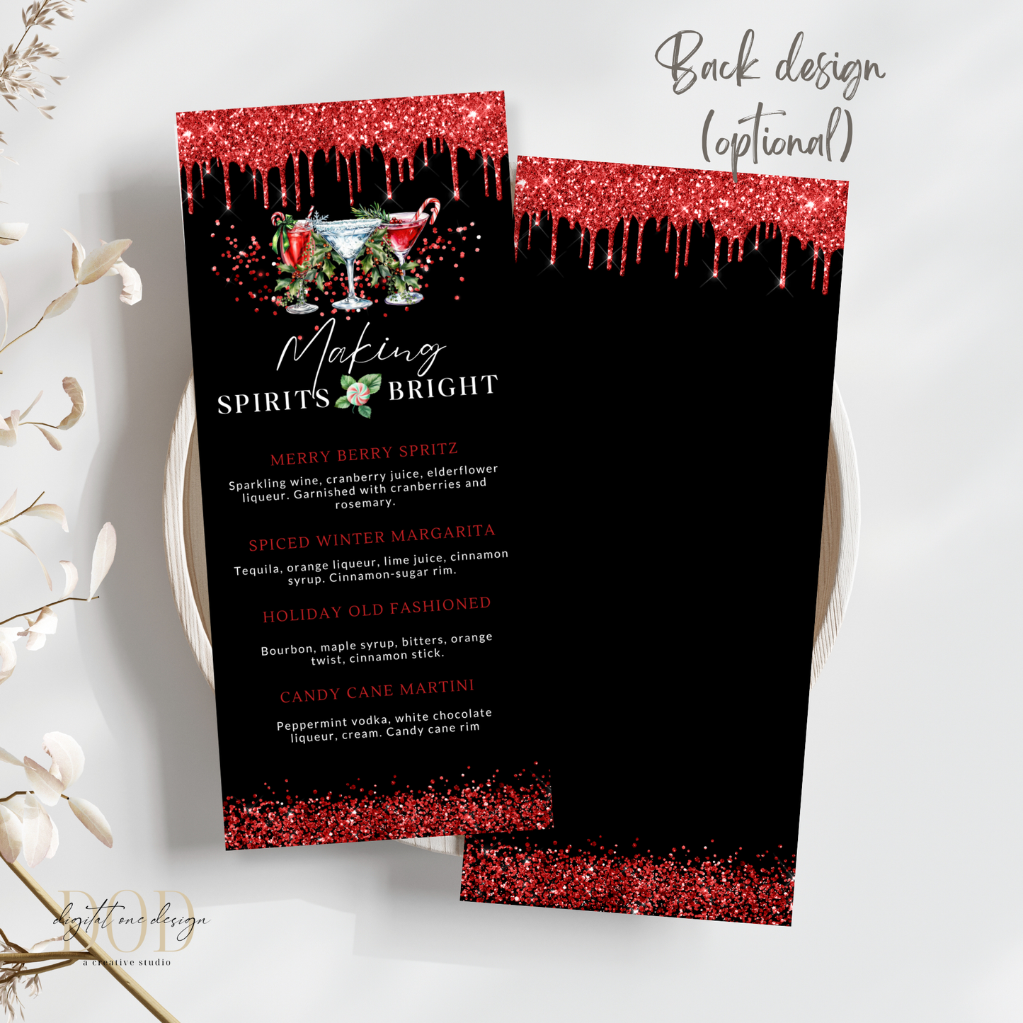 Making Spirits Bright Christmas Party Cocktail Menu
