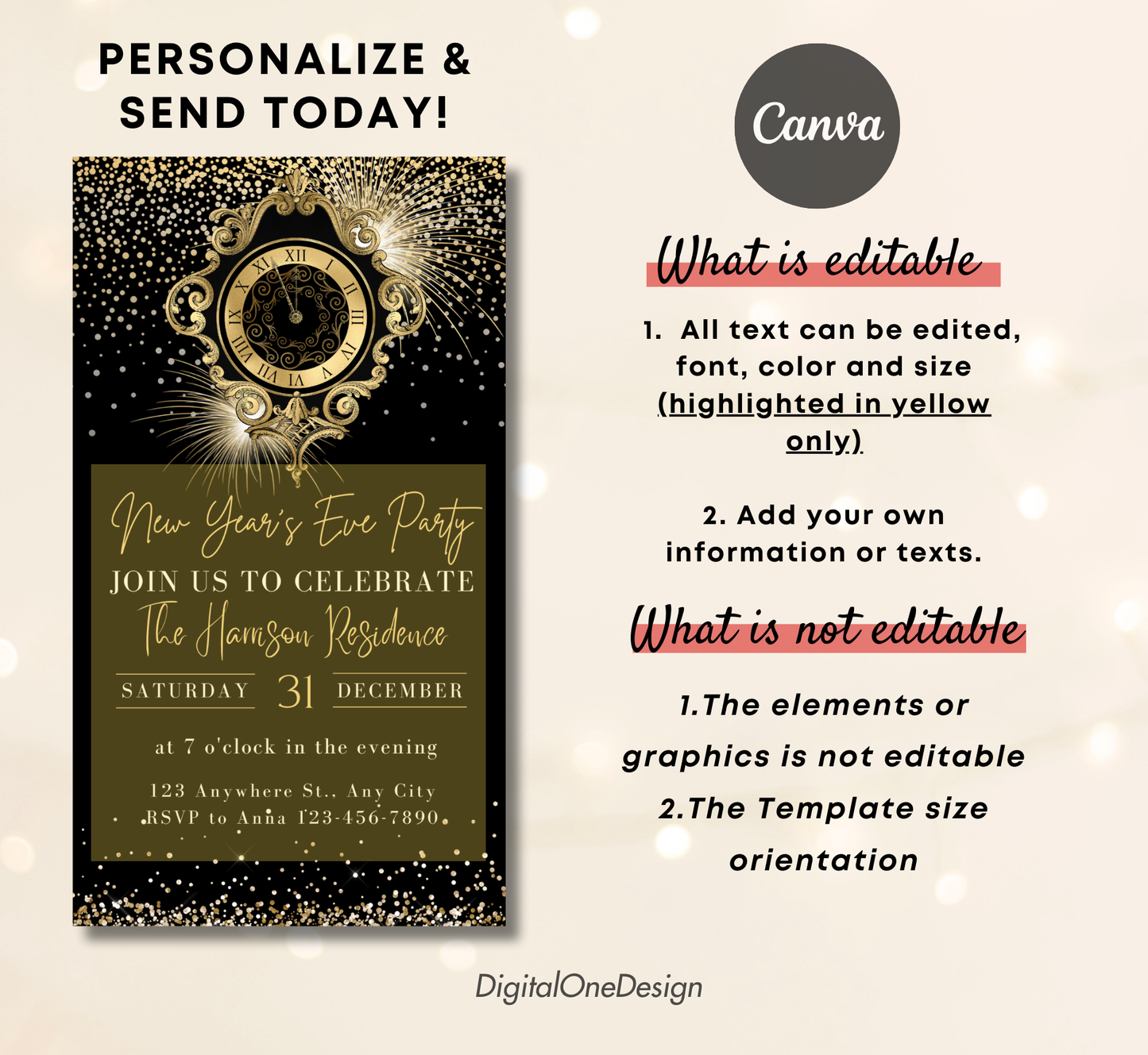Electronic New Year's Eve Invitation Template