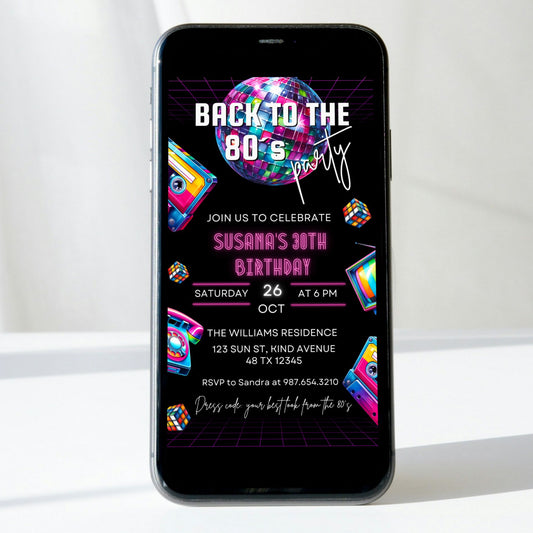 Back to the 80s Birthday Invitation