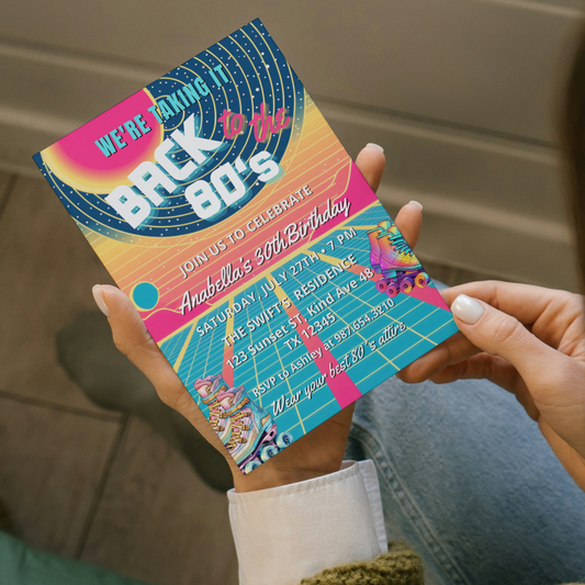 Back to the 80s Birthday Party Invitation