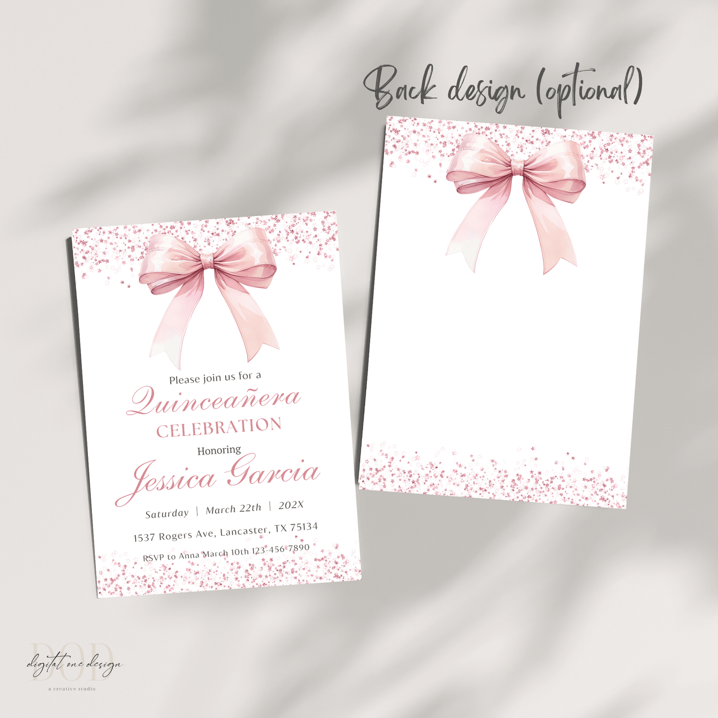 Charming Pink Quinceanera Invite