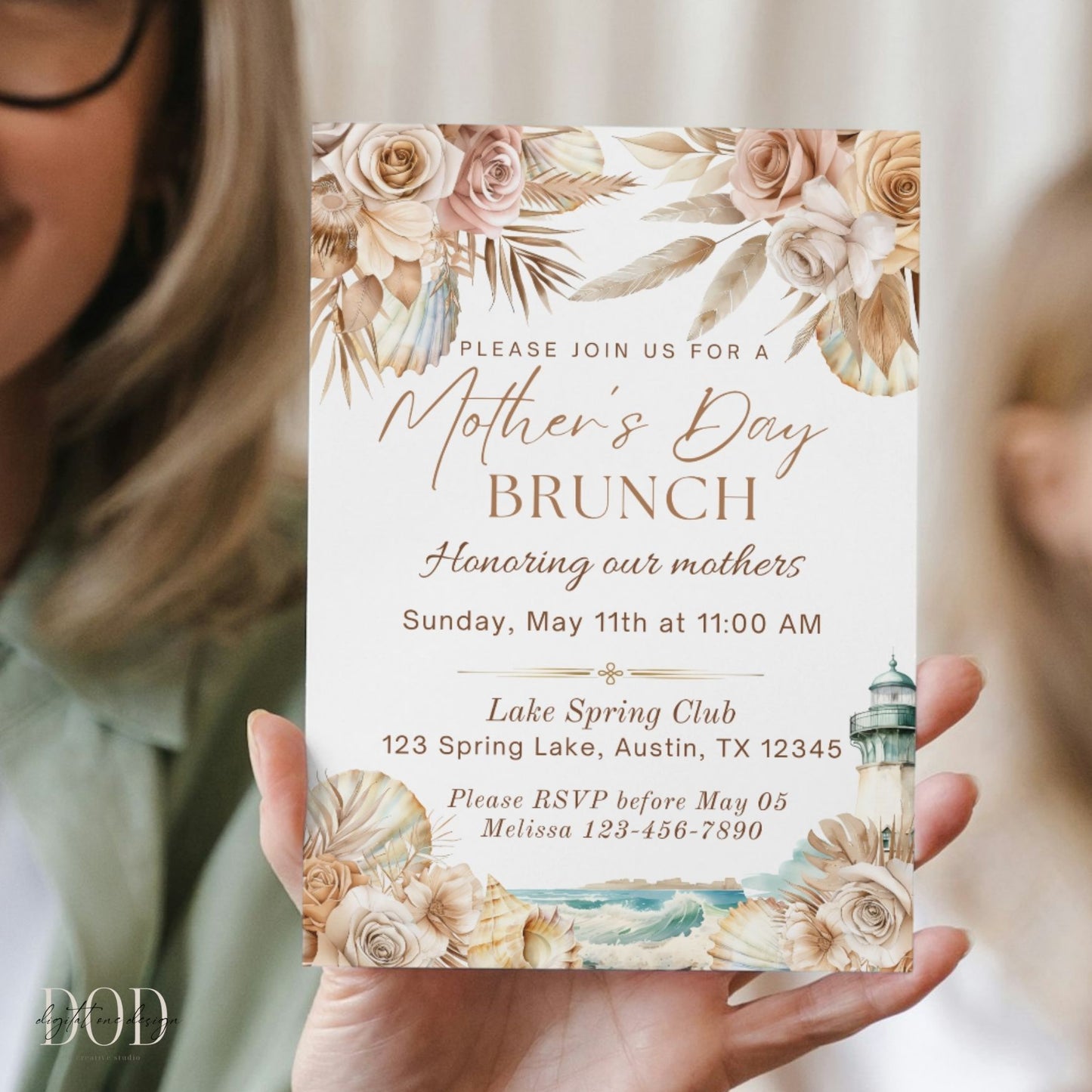 Boho Beach Mother's Day Brunch Invitation