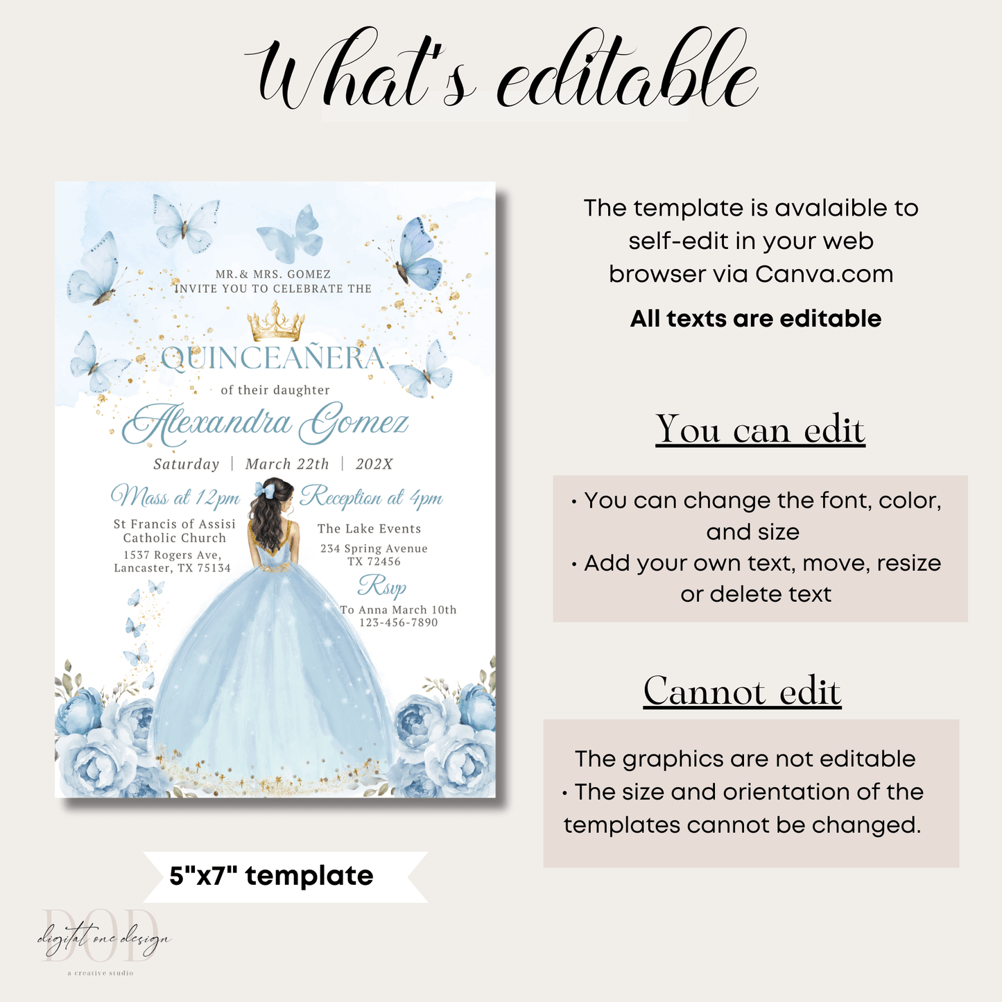 Floral and Butterfly Invite Sweet 15th or 16th Birthday