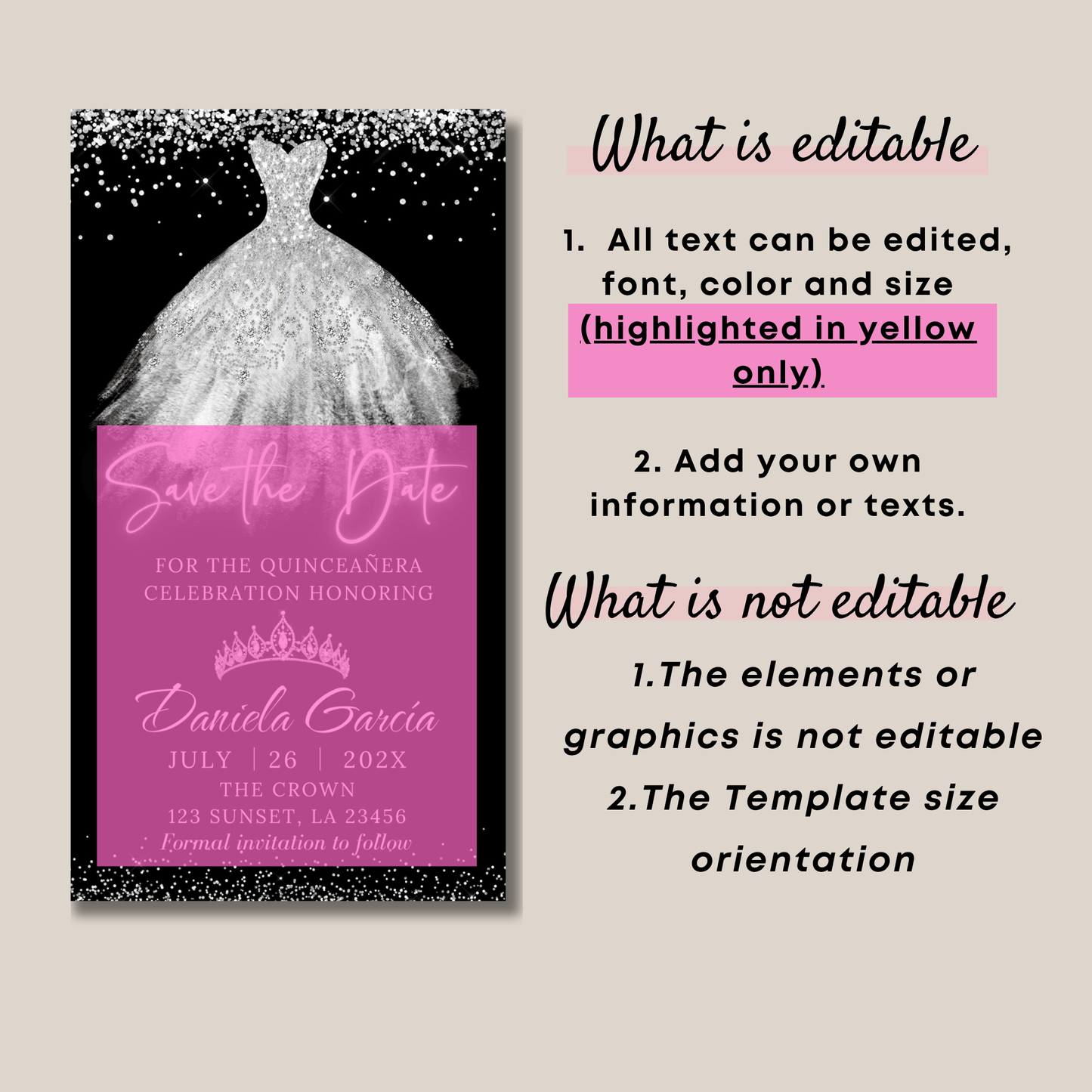 Elegant White Dress quinceanera Invitation