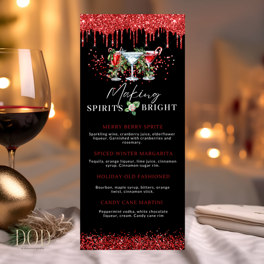 Making Spirits Bright Christmas Party Cocktail Menu