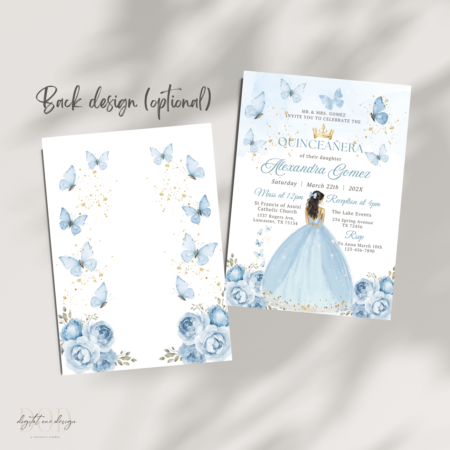 Elegant Dusty Blue Mis quince