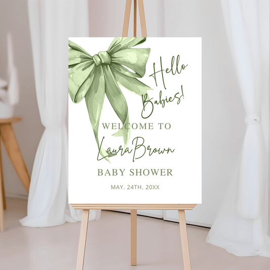 Sage Green Baby Shower welcome sign