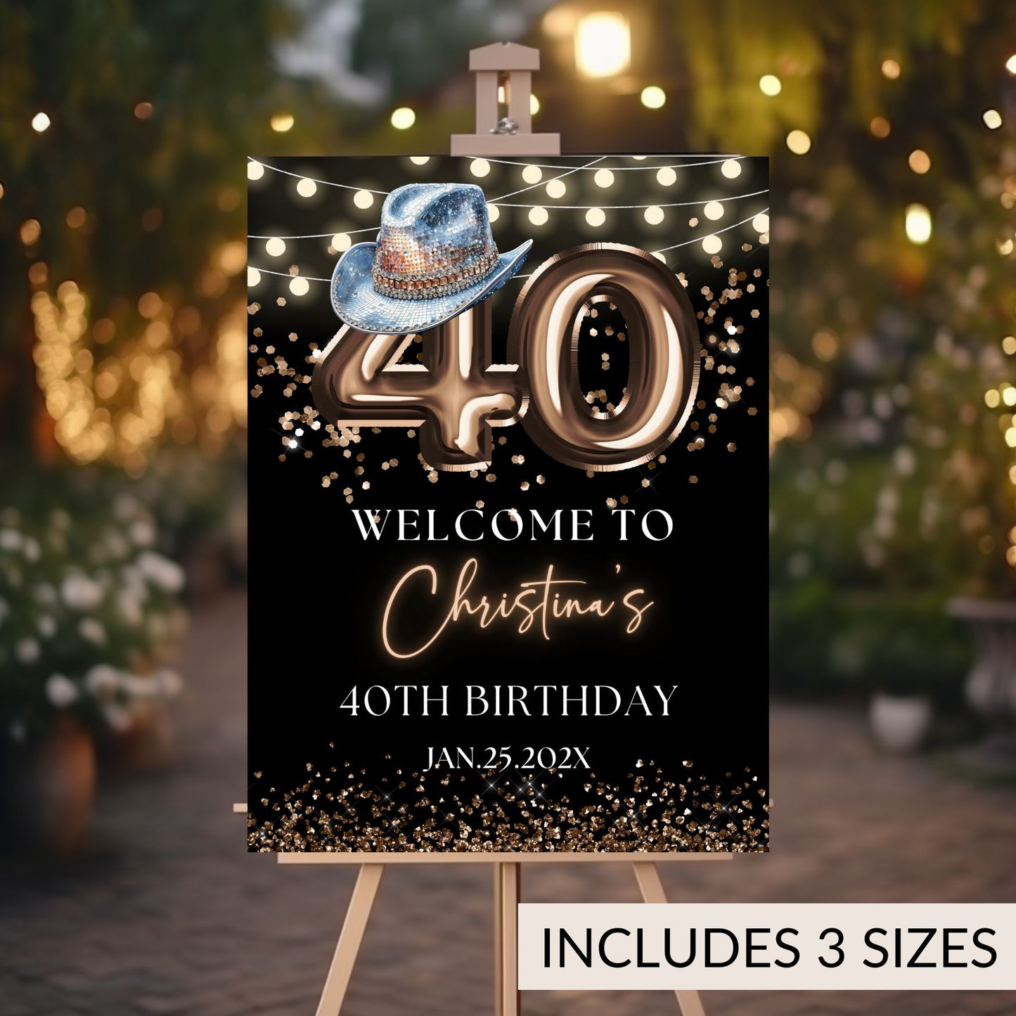 40th birthday western theme party welcome sign