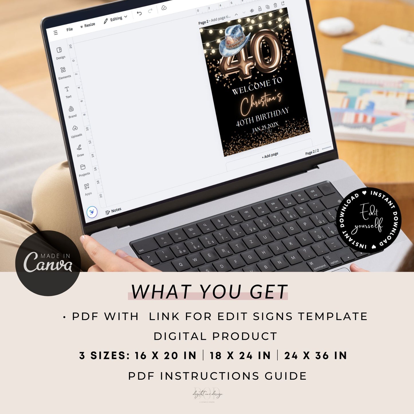 Editable western birthday party theme - welcome sign template