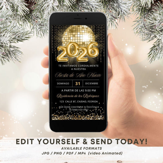 Spanish 2026 New Year Party Invitation
