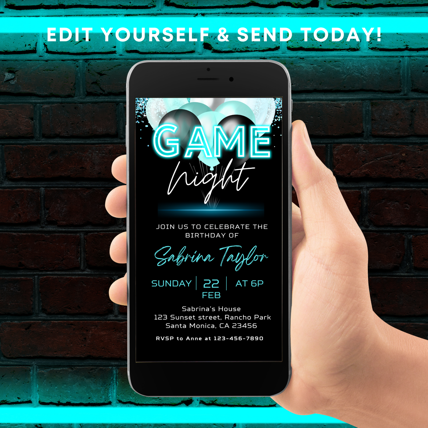 Digital Game Night Invitation