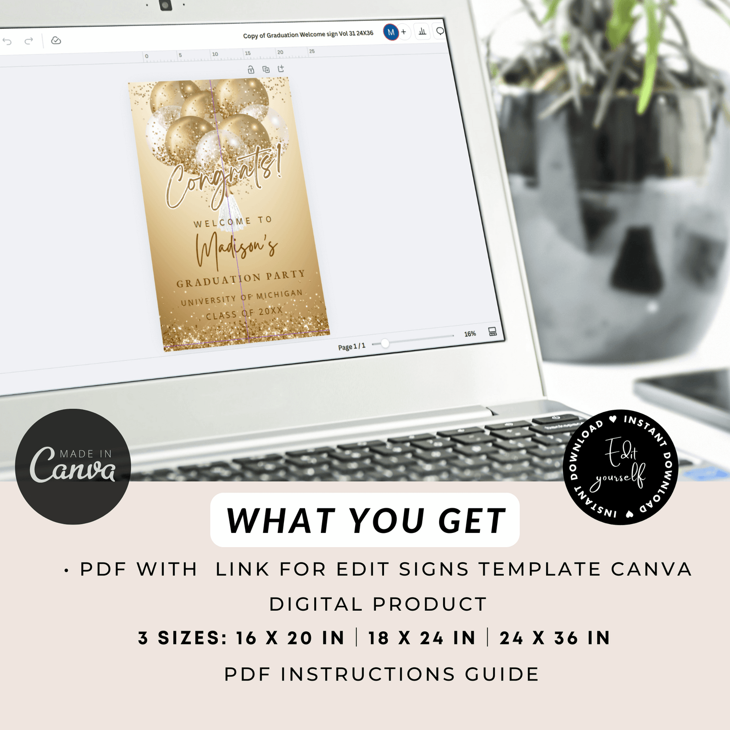 Editable Welcome sign in Canva