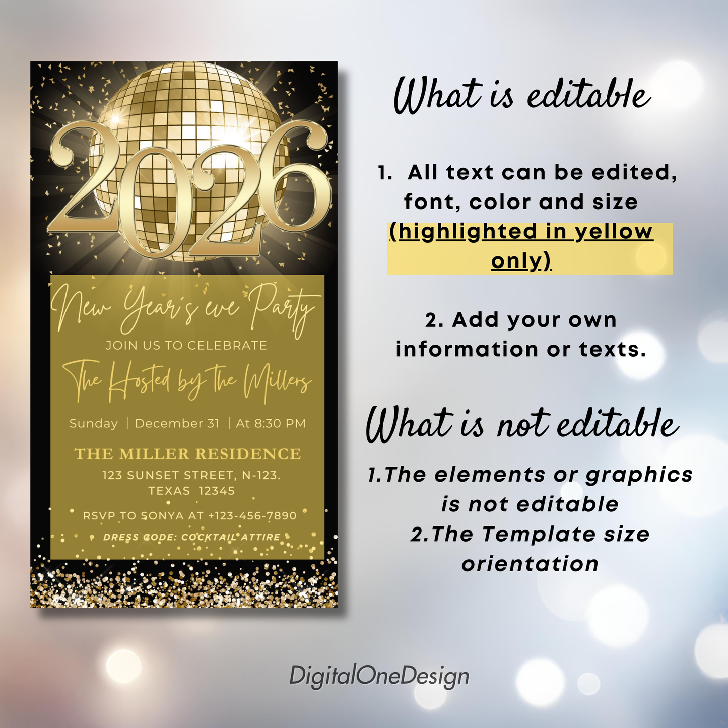 2026 New Years Eve Invitation Template