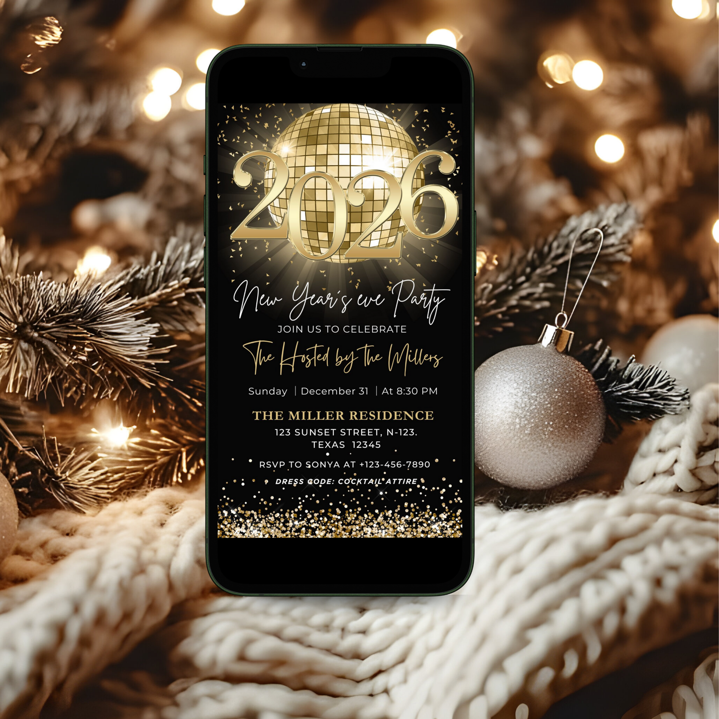 2026 New Years Eve Invitation Template