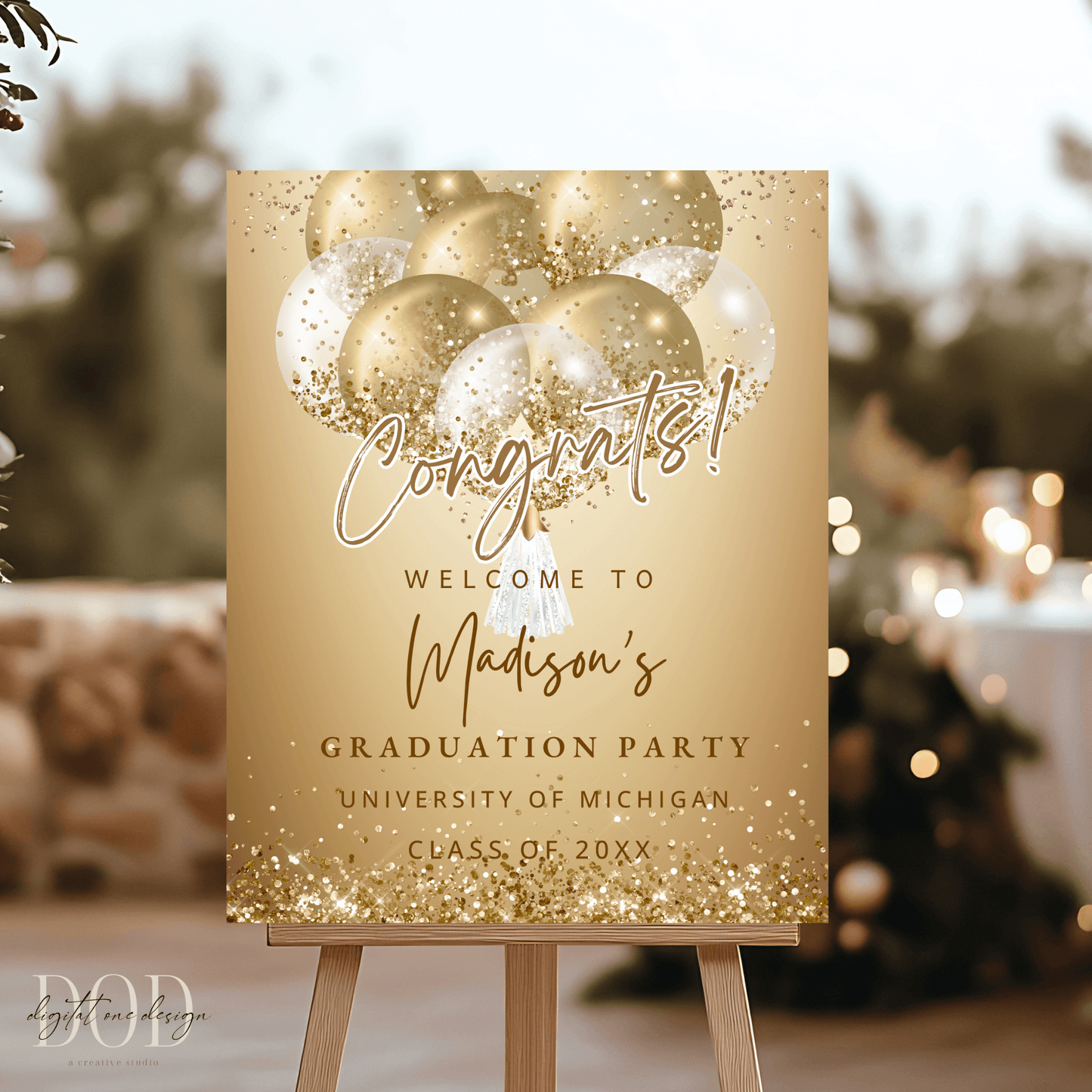 Gold Glitter Graduation decoration Poster
