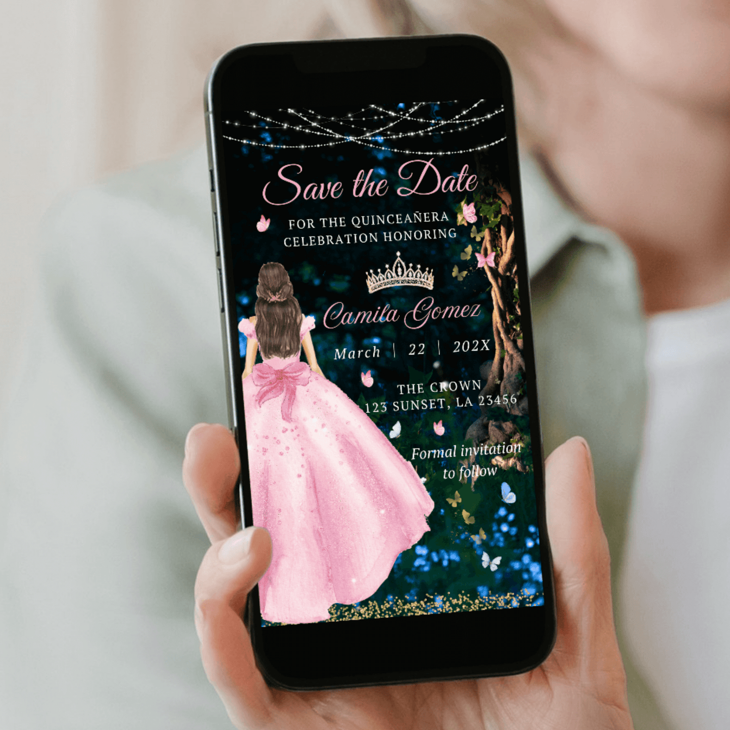 Pink Princess Dress Save the date Invite