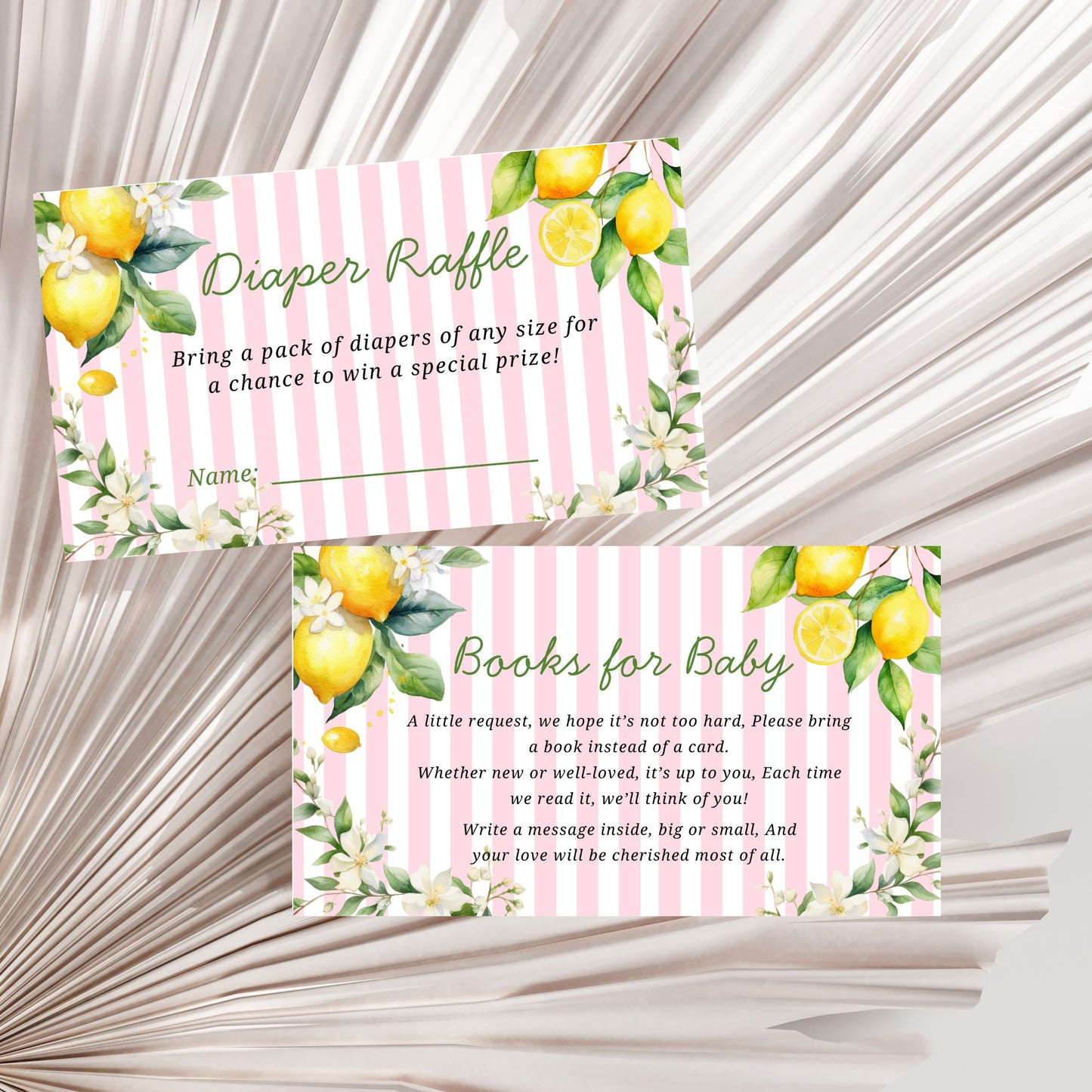 Pink Citrus Lemon Ciao Bambina Baby Shower Invitation Set