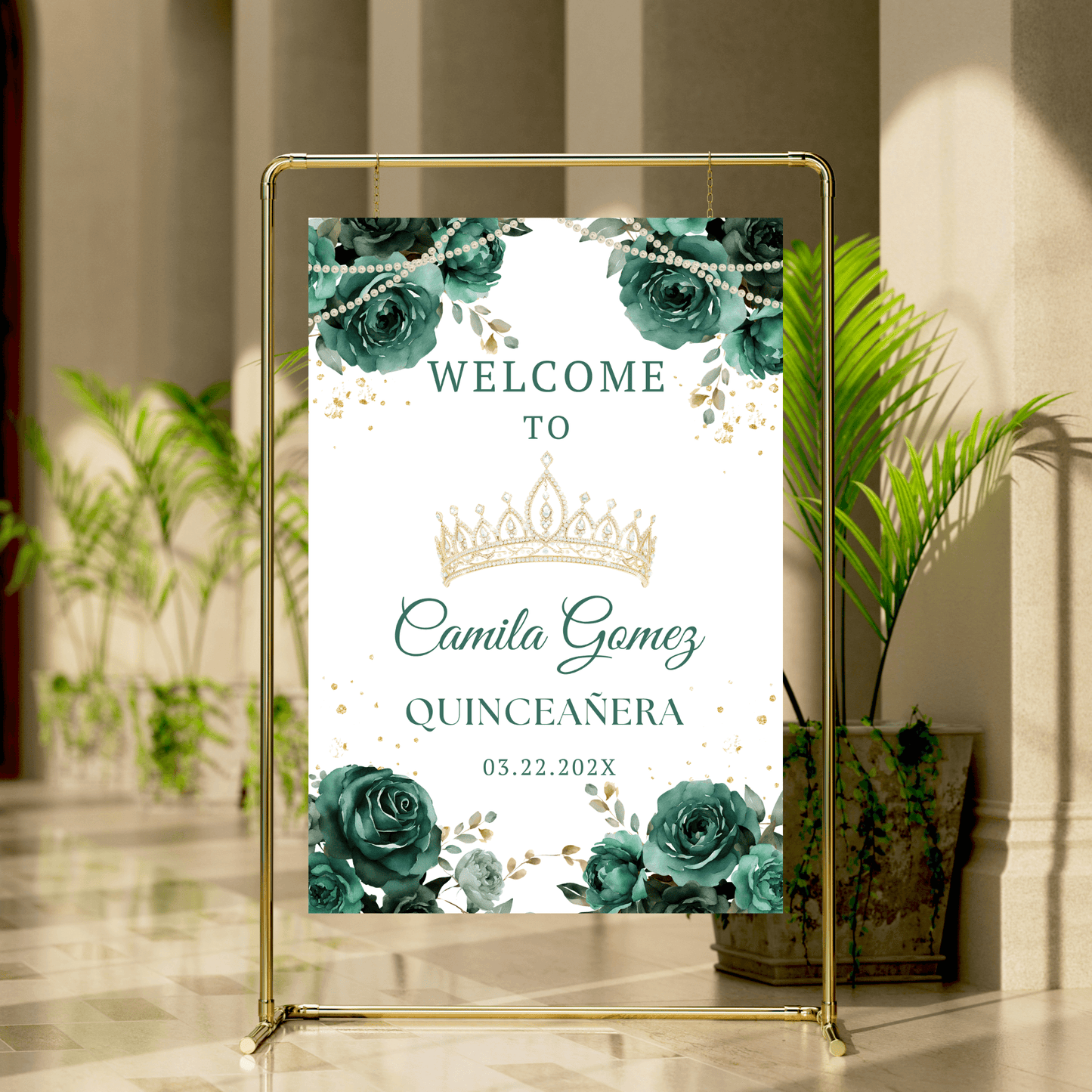 Emerald Green Quinceanera Welcome Sign