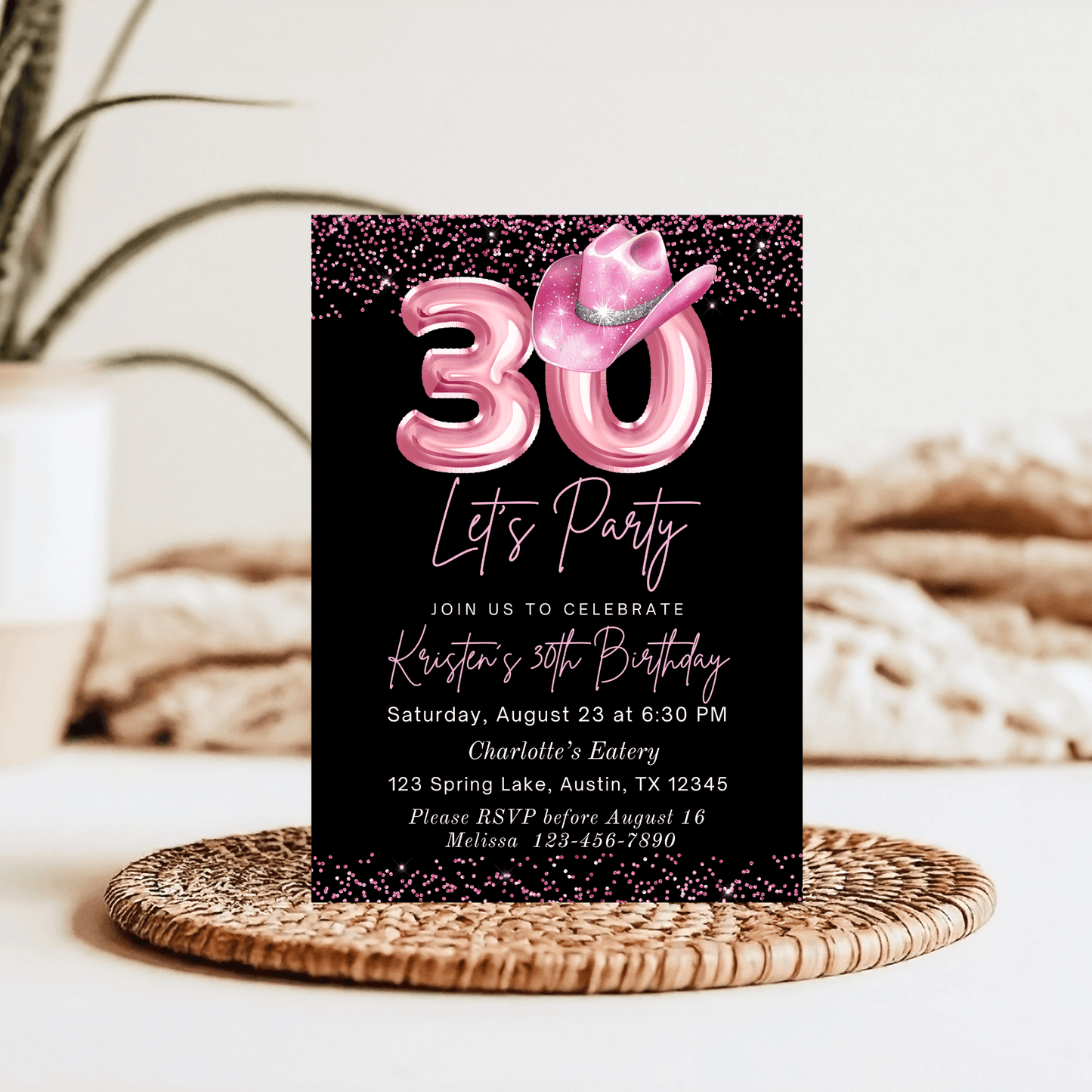 Cowgirl Birthday party invitation