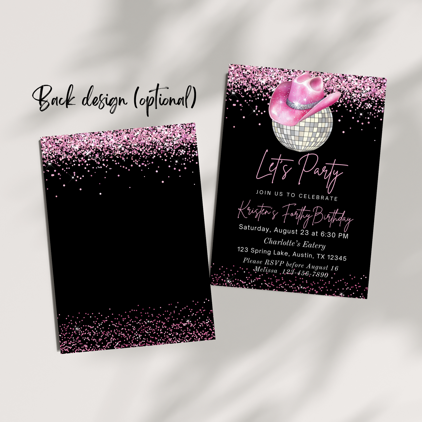 Editable Cowgirl Disco Birthday Party Invite