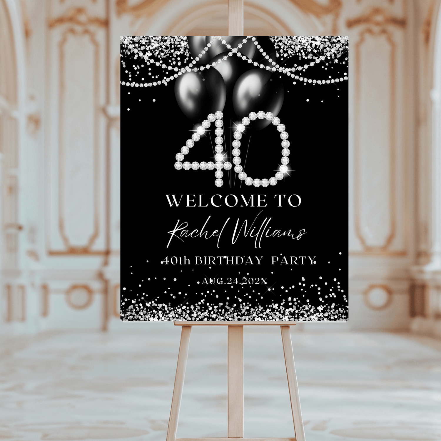 Elegant 40th Birthday Welcome Sign