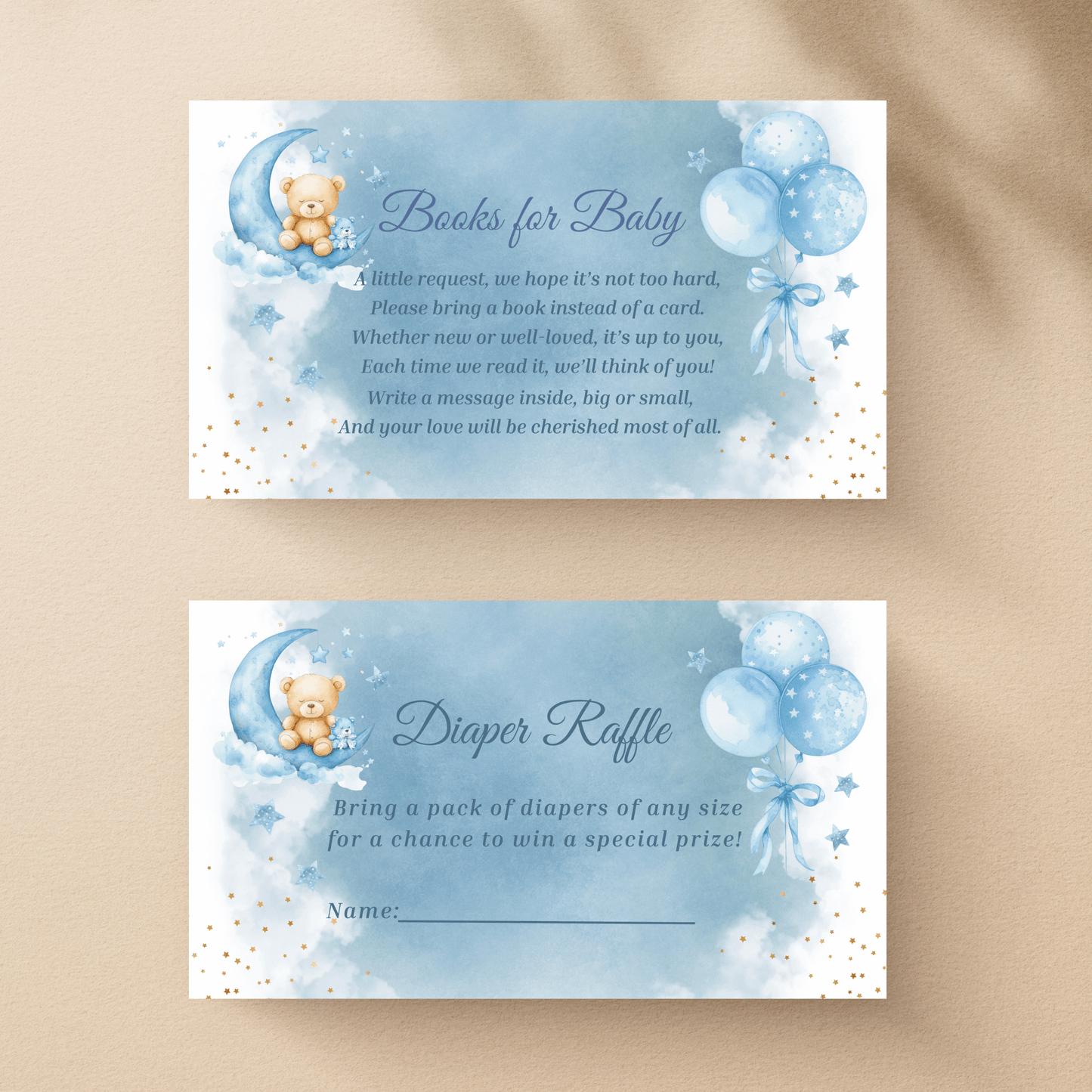 we are over the moon baby shower bundles, insert cards