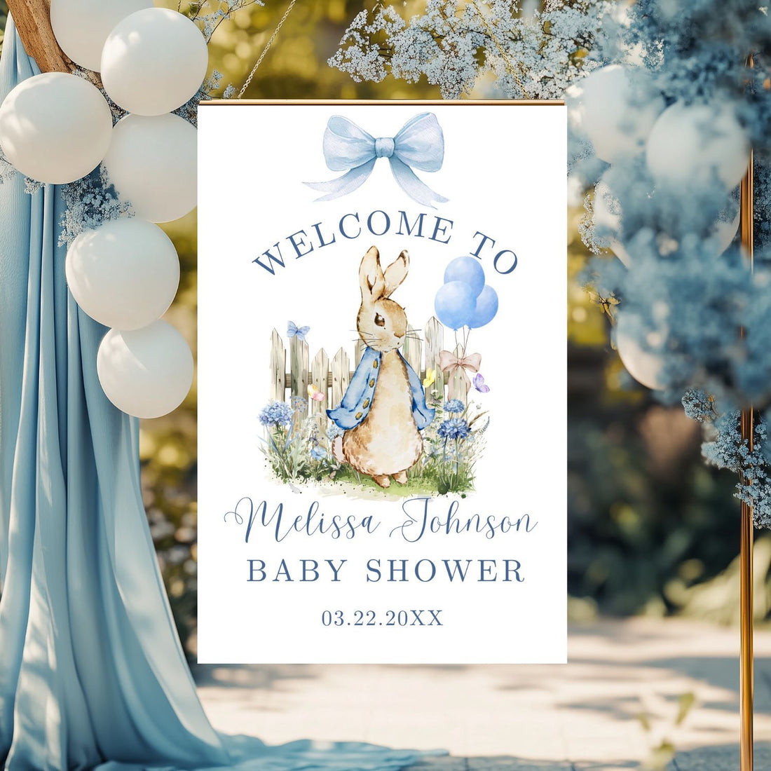 Charming Peter Rabbit Baby Shower Welcome Sign