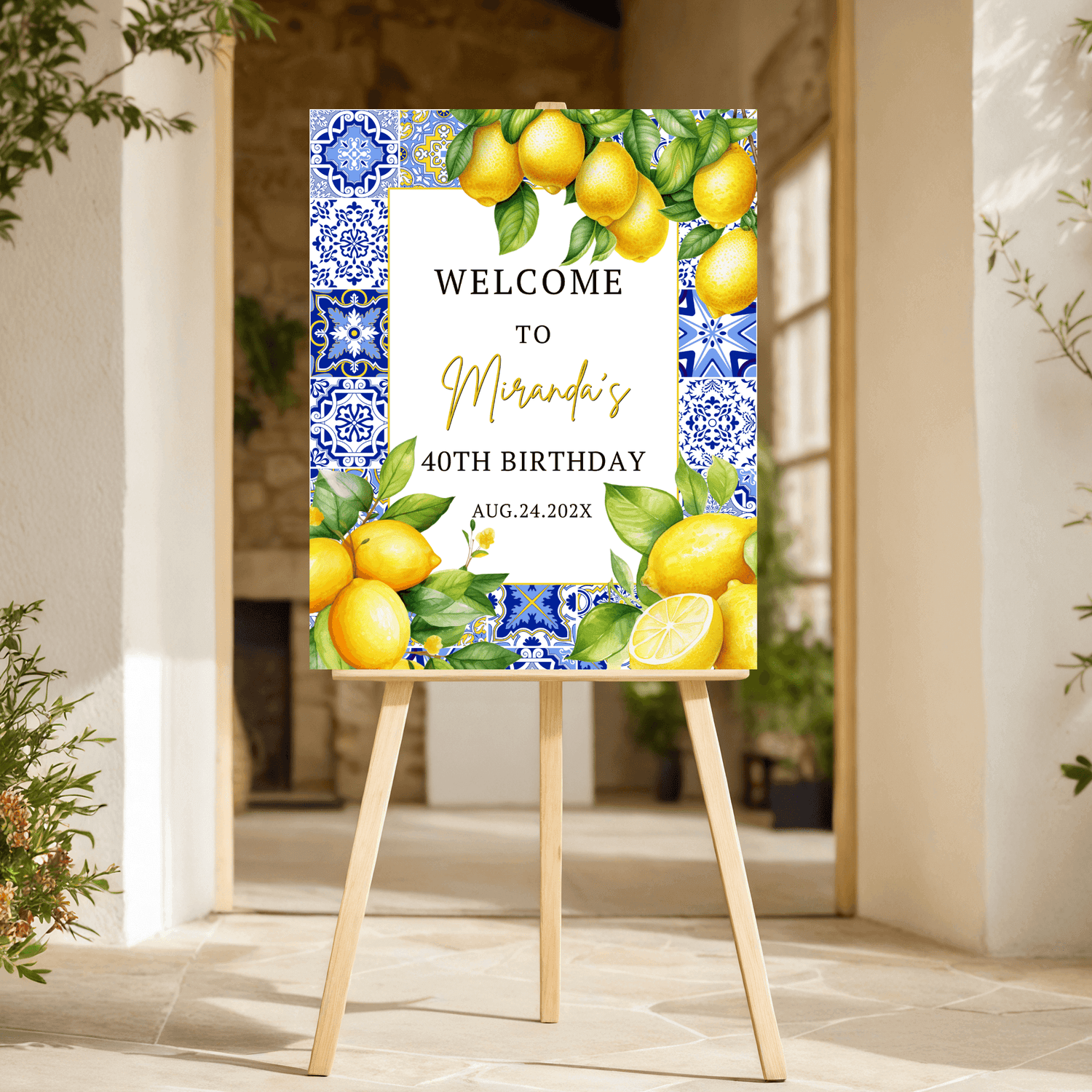 Amalfi Coast Birthday Party Welcome Sign Template