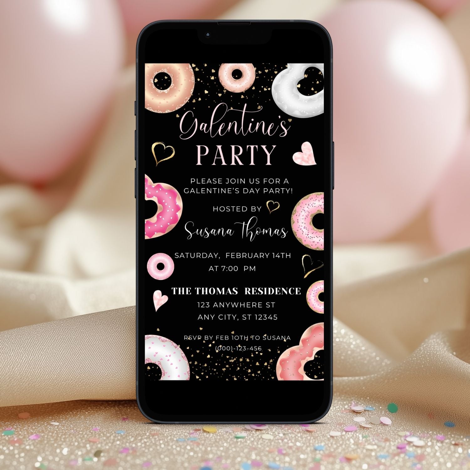 Galentine's Day Party Donuts Invitation