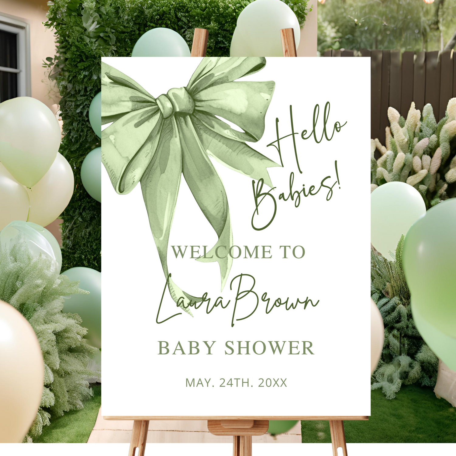 Sage Green Baby Shower Welcome Sign Template