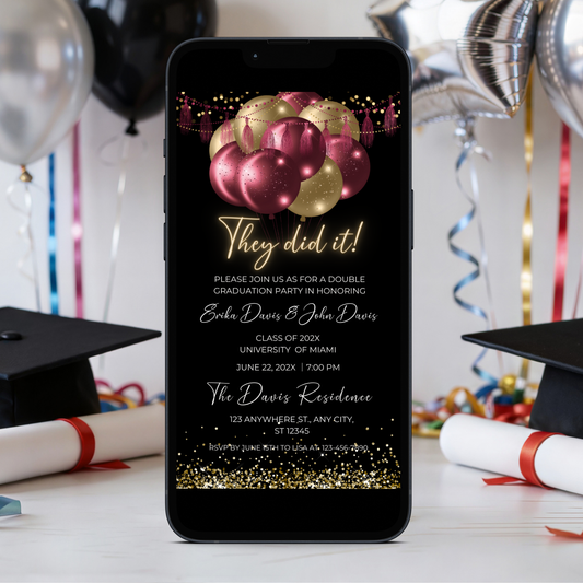 They Did It Double Graduation Invitation Template