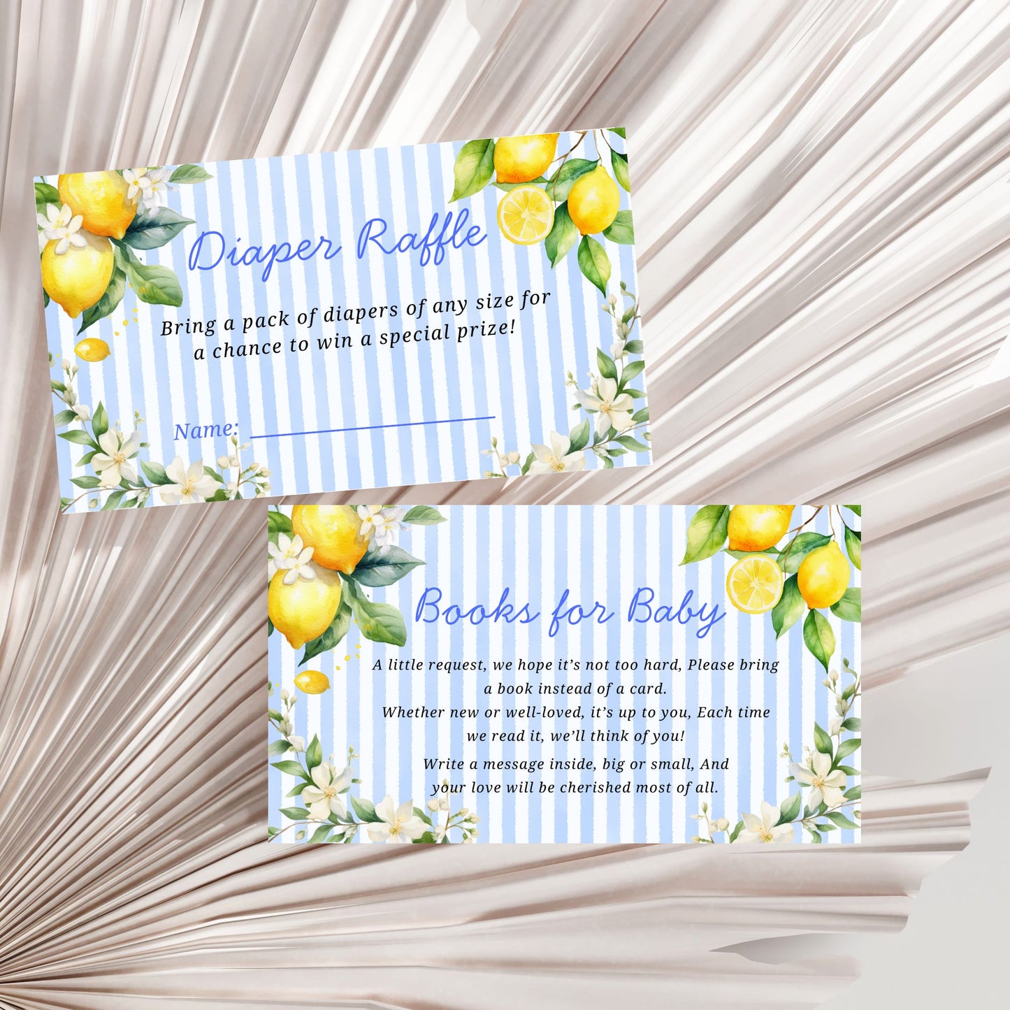 Ciao Baby Theme Blue Stripe and Lemons Baby Shower Bundle
