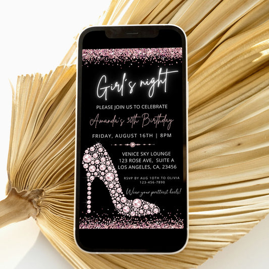 Glam Girls Night Birthday Party Invitation