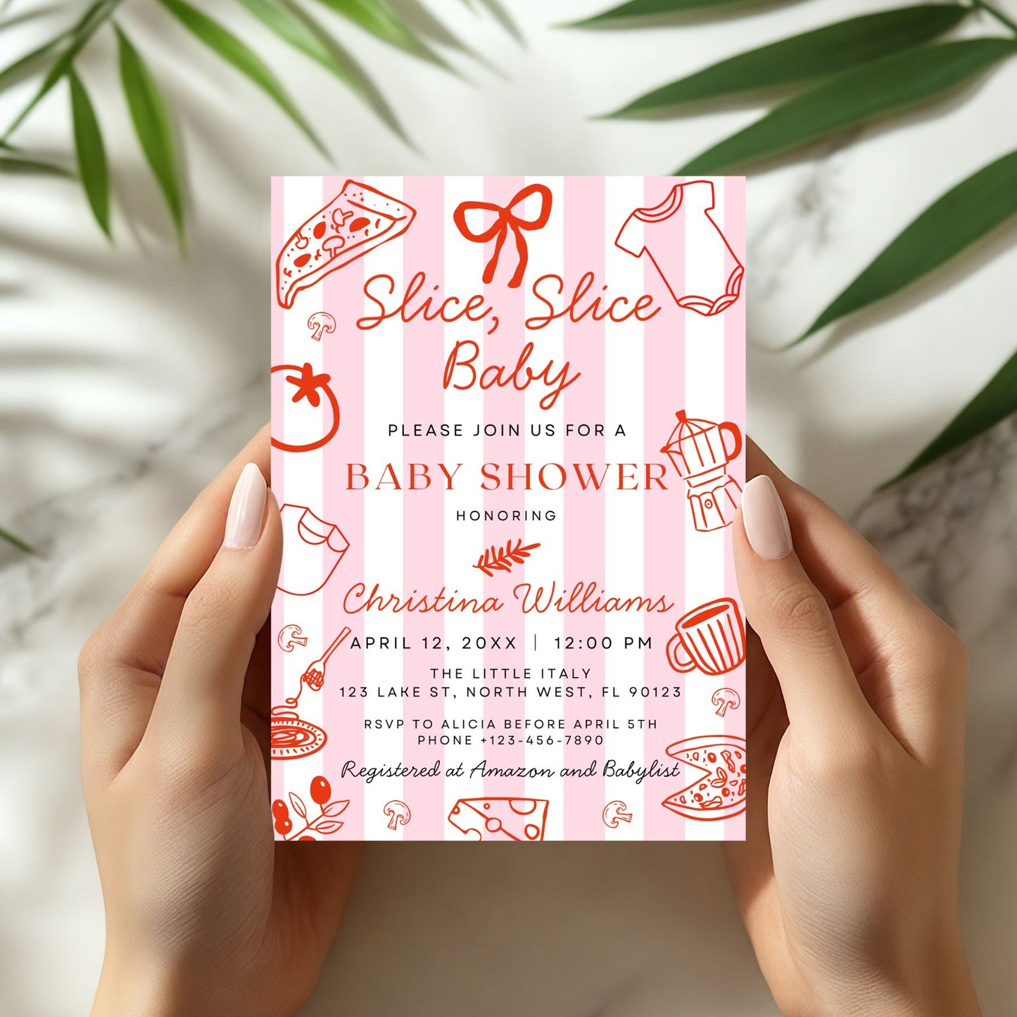 Slice Slice Baby Pizza Baby Shower Invitation Bundle