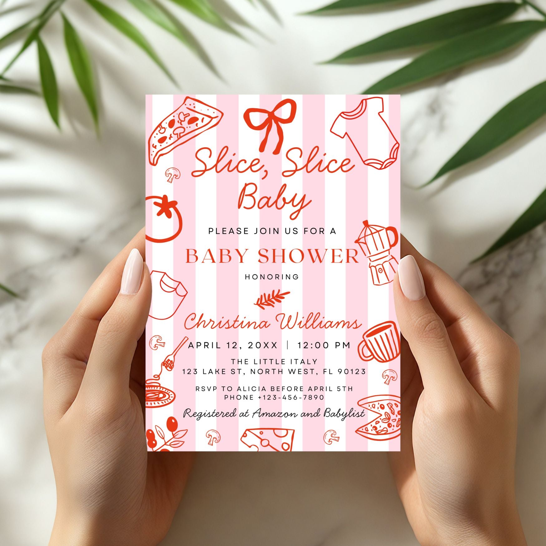 Slice Slice Baby Pizza Baby Shower Invitation Bundle