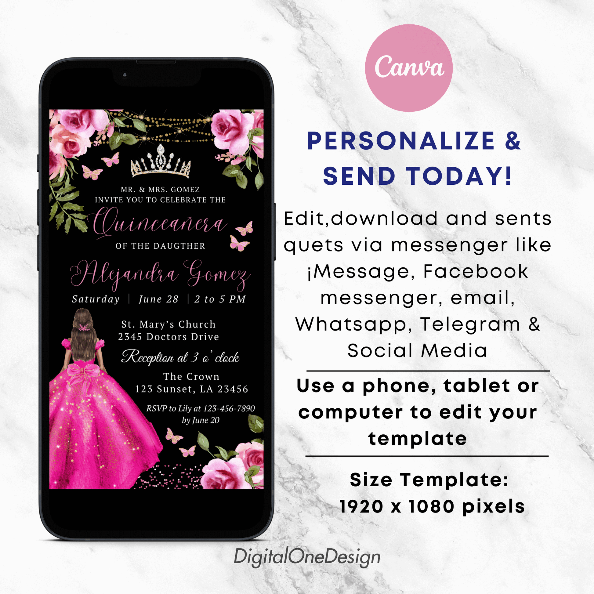 Personalize Quinceañera Invitation