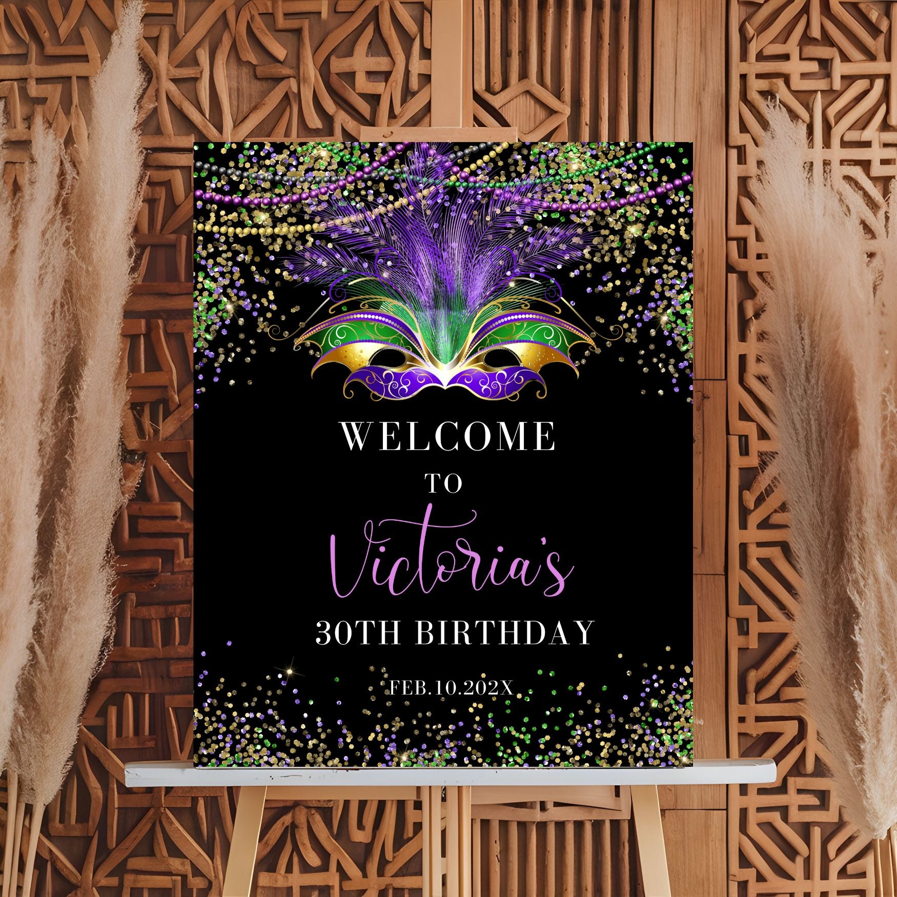 Elegant Mardi gras Masquerade poster for entryway