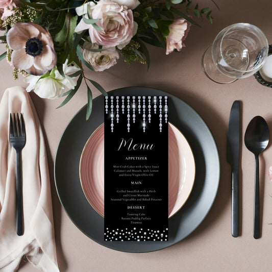 Editable Diamonds Party Menu Template