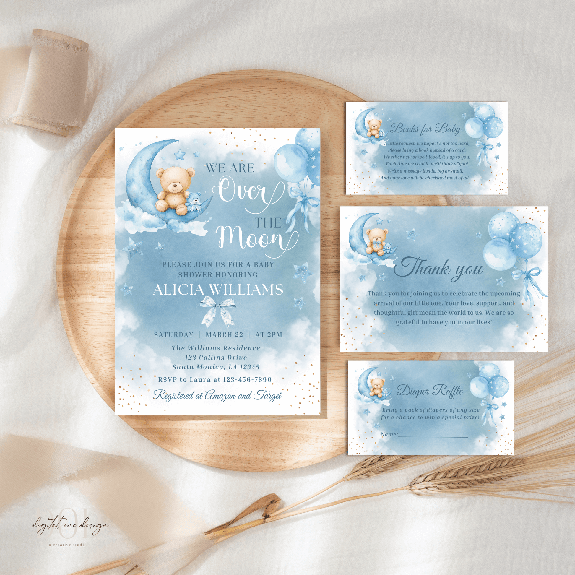 teddy bear and clouds baby shower Bundle
