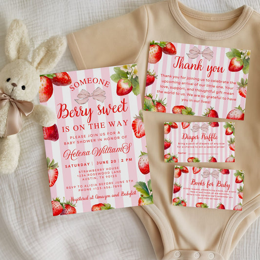 Berry Sweet Baby Shower Invitation Bundle