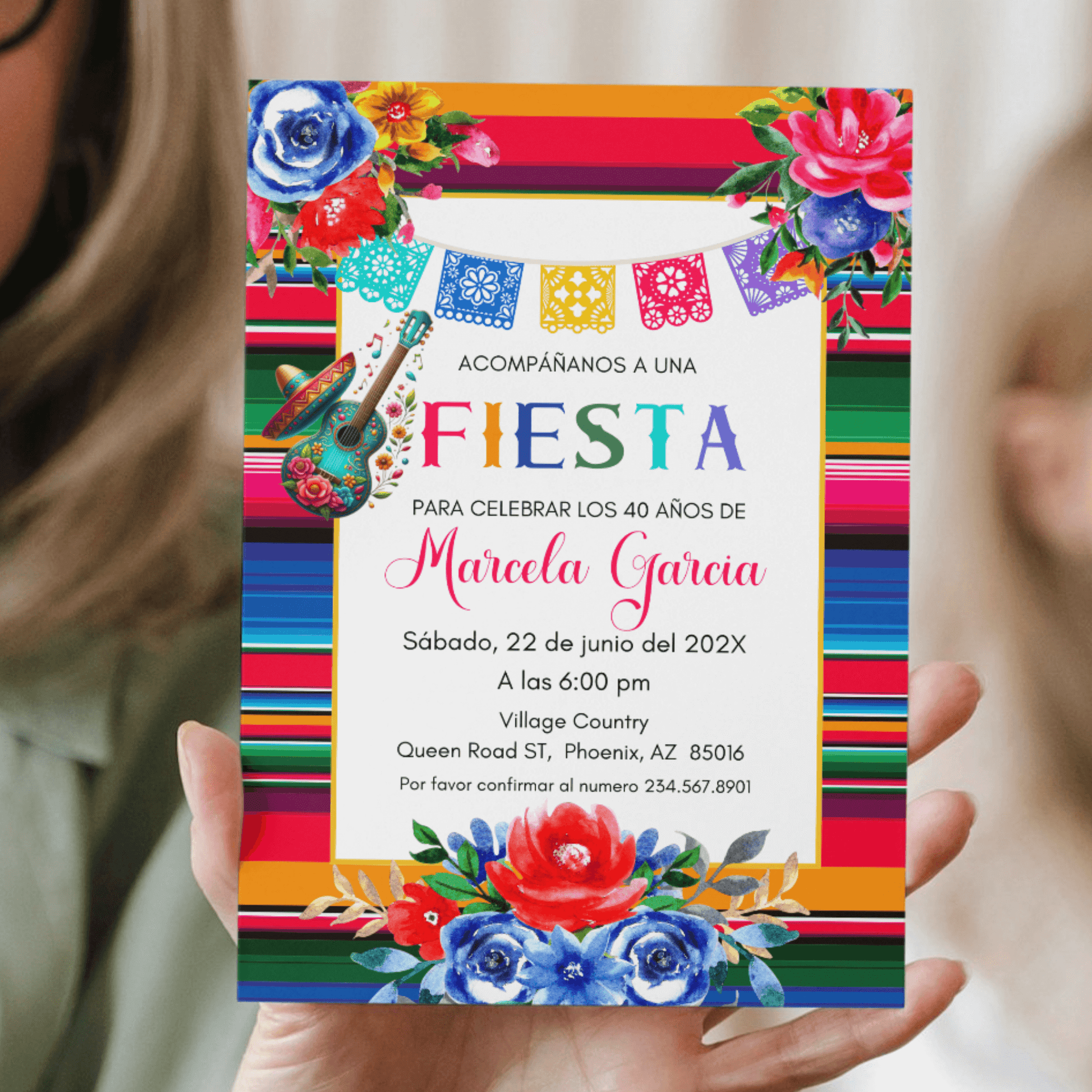 Editable Mexican Fiesta Birthday Invite 