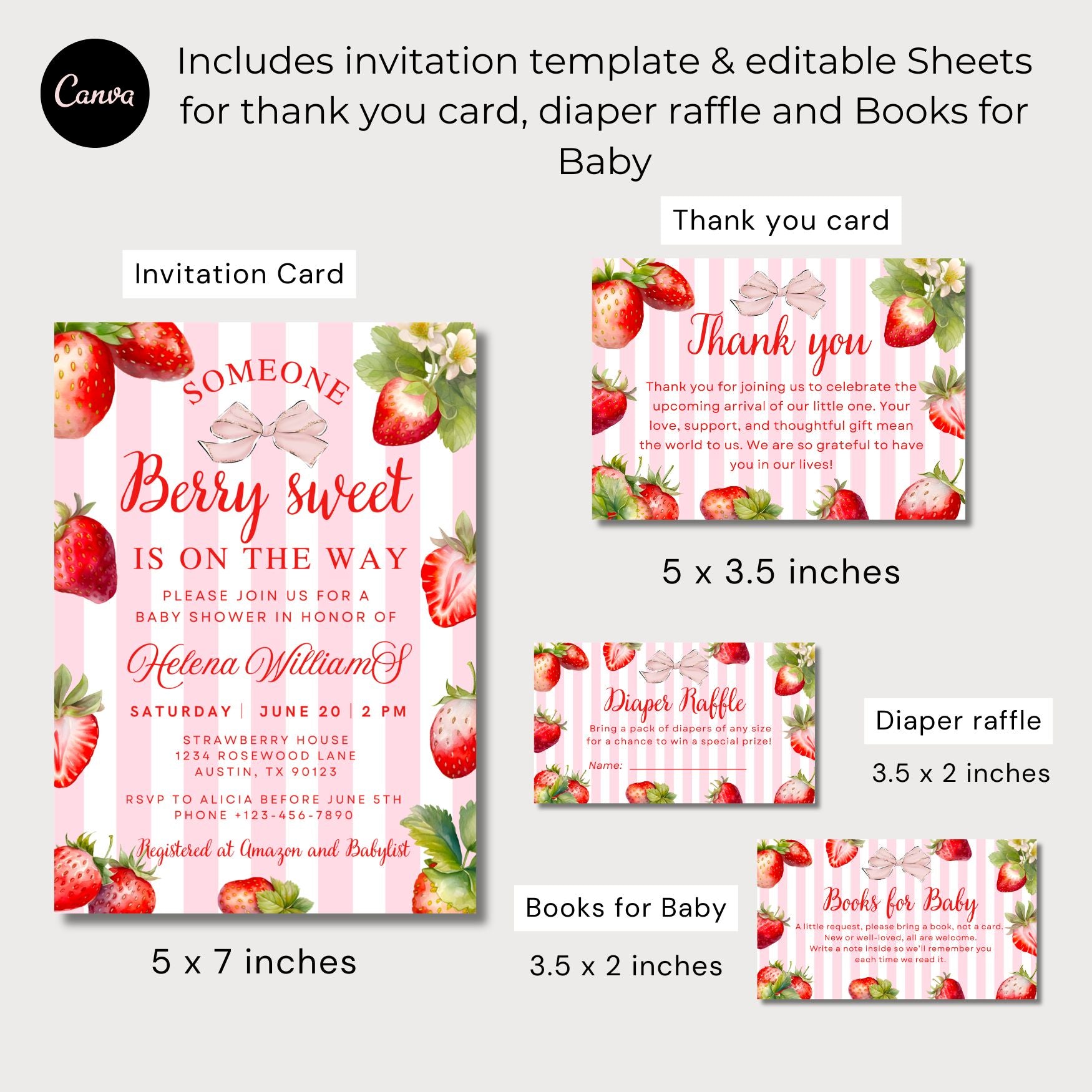 Berry Sweet Baby Shower Invitation Bundle