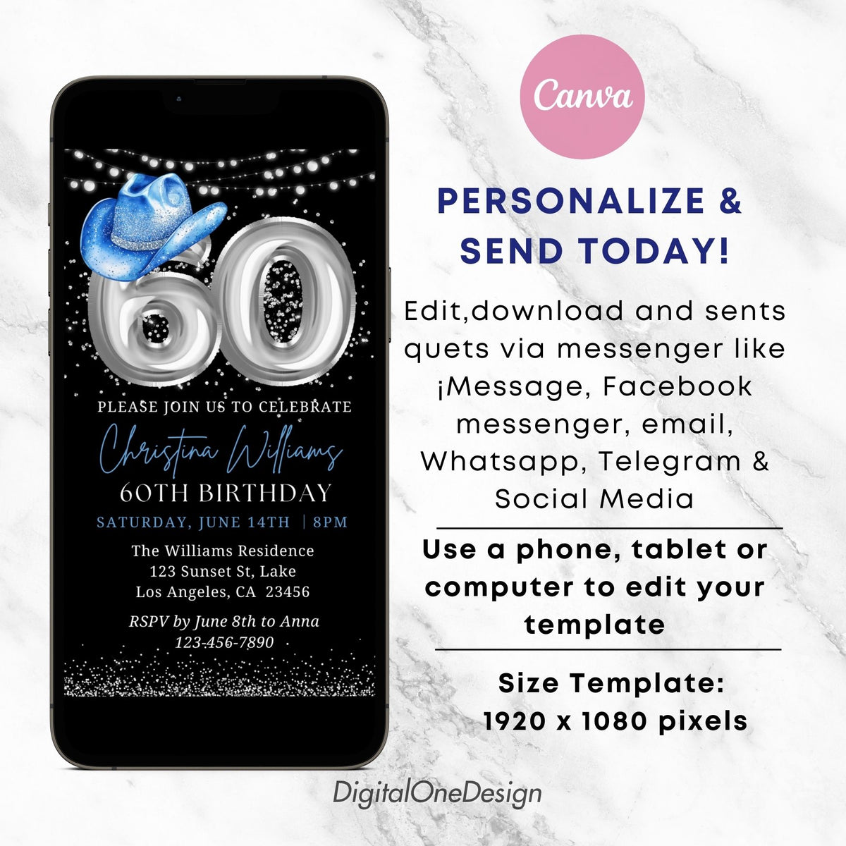 60th Rodeo Signs Digital 60th Birthday Western Rodeo Invitation – DigitalOneDesign
