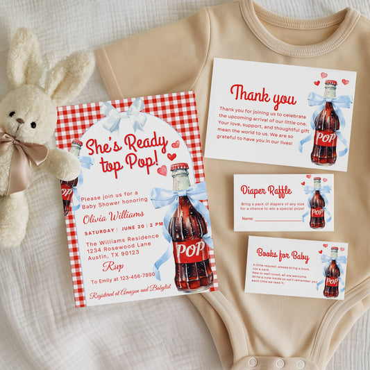 She’s Ready to Pop Baby Shower Invitation Bundle