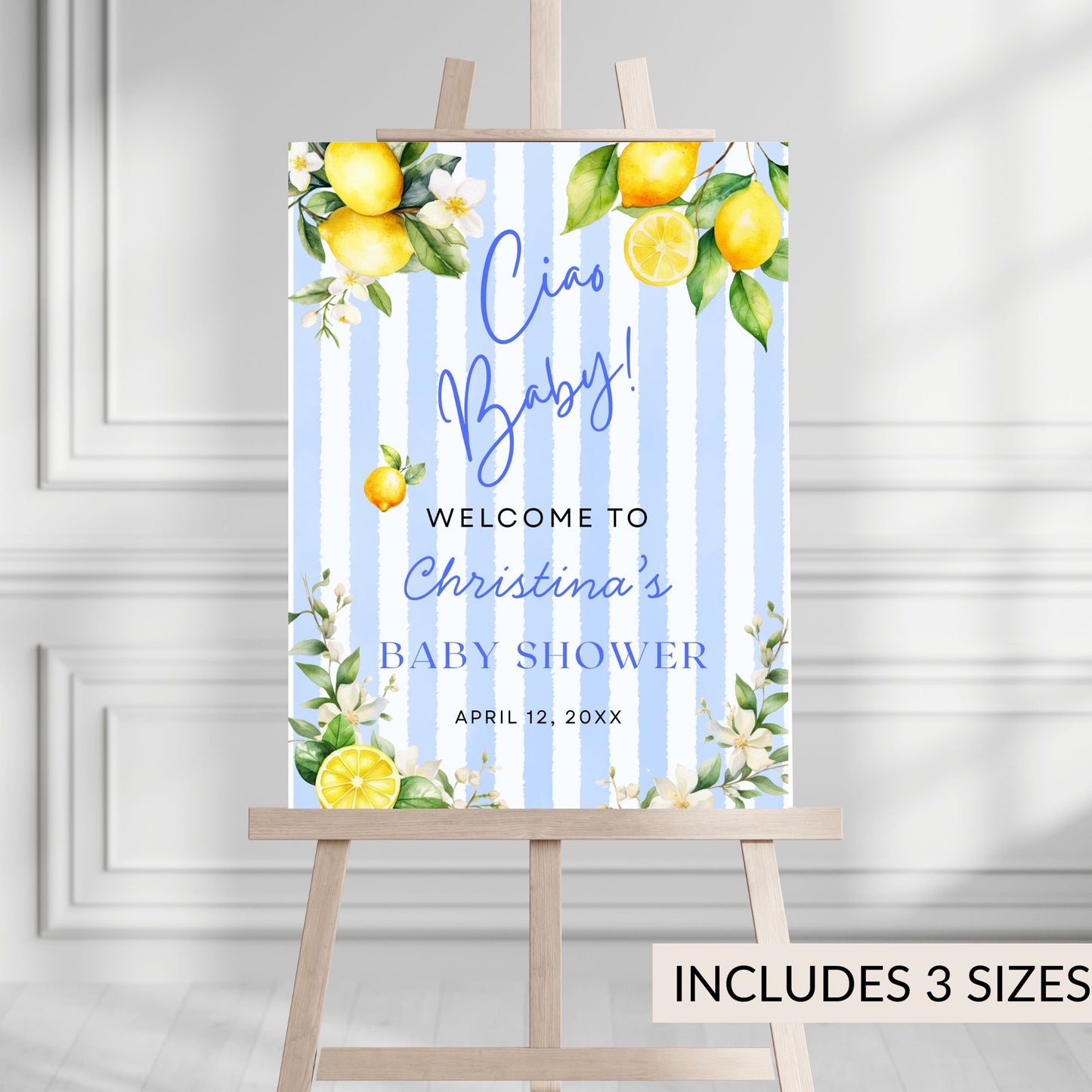 Ciao Baby Adorable Blue Citrus Baby Shower Welcome Sign