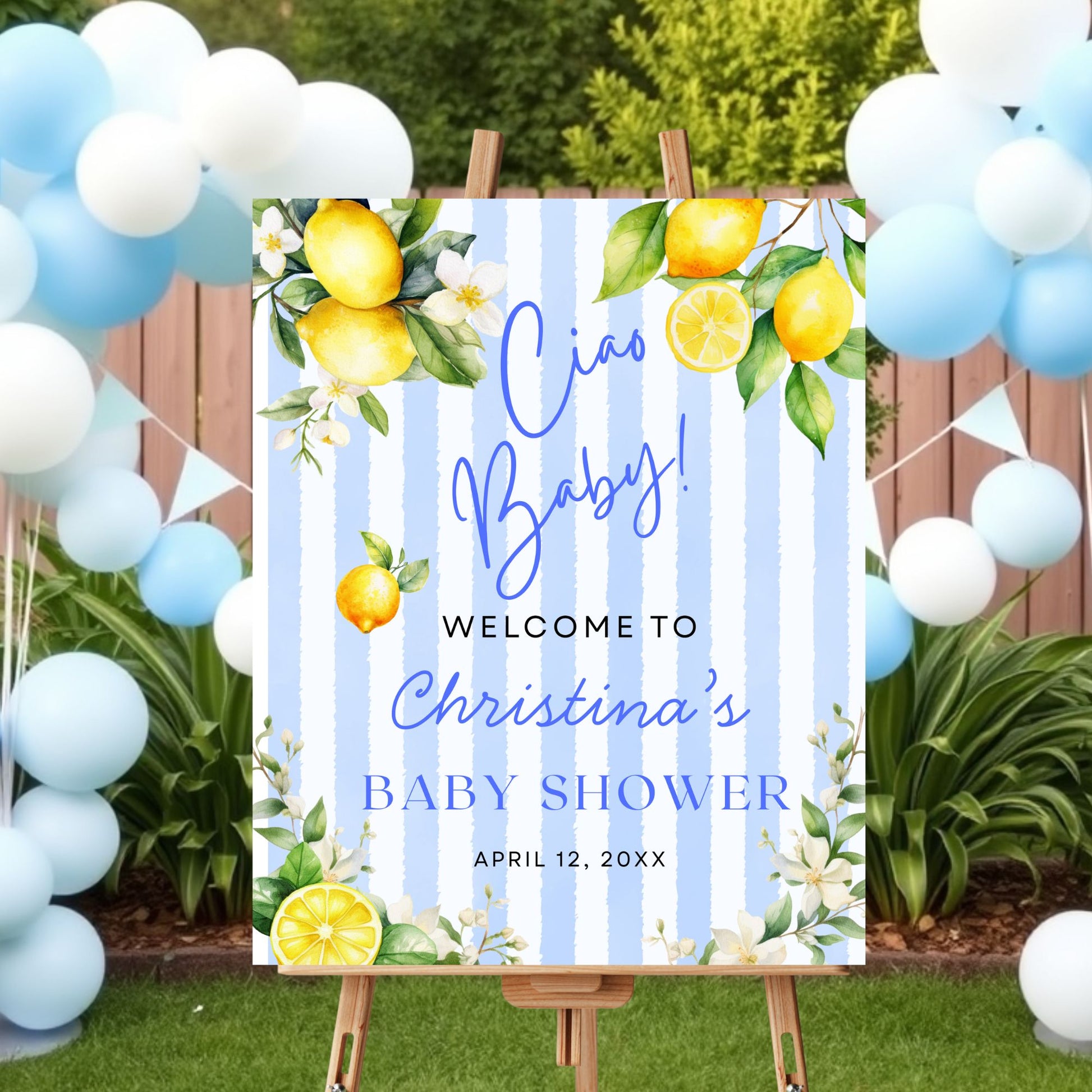 Ciao Baby Adorable Blue Citrus Baby Shower Welcome Sign