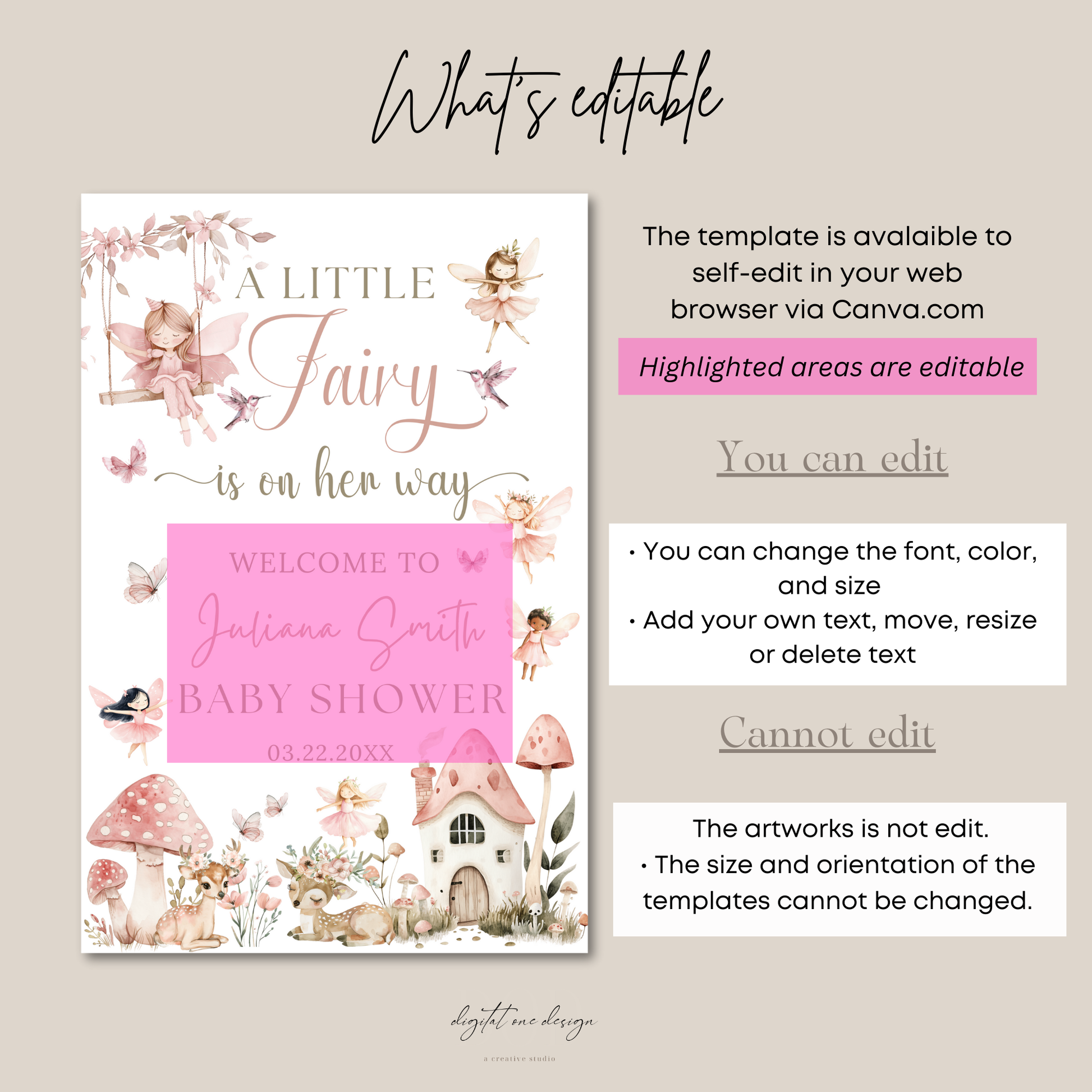 Edit yourself Baby shower welcome sign