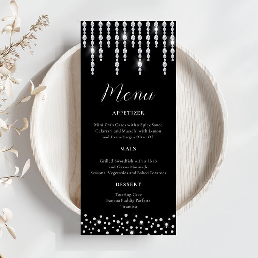 Editable Diamonds Party Menu Template
