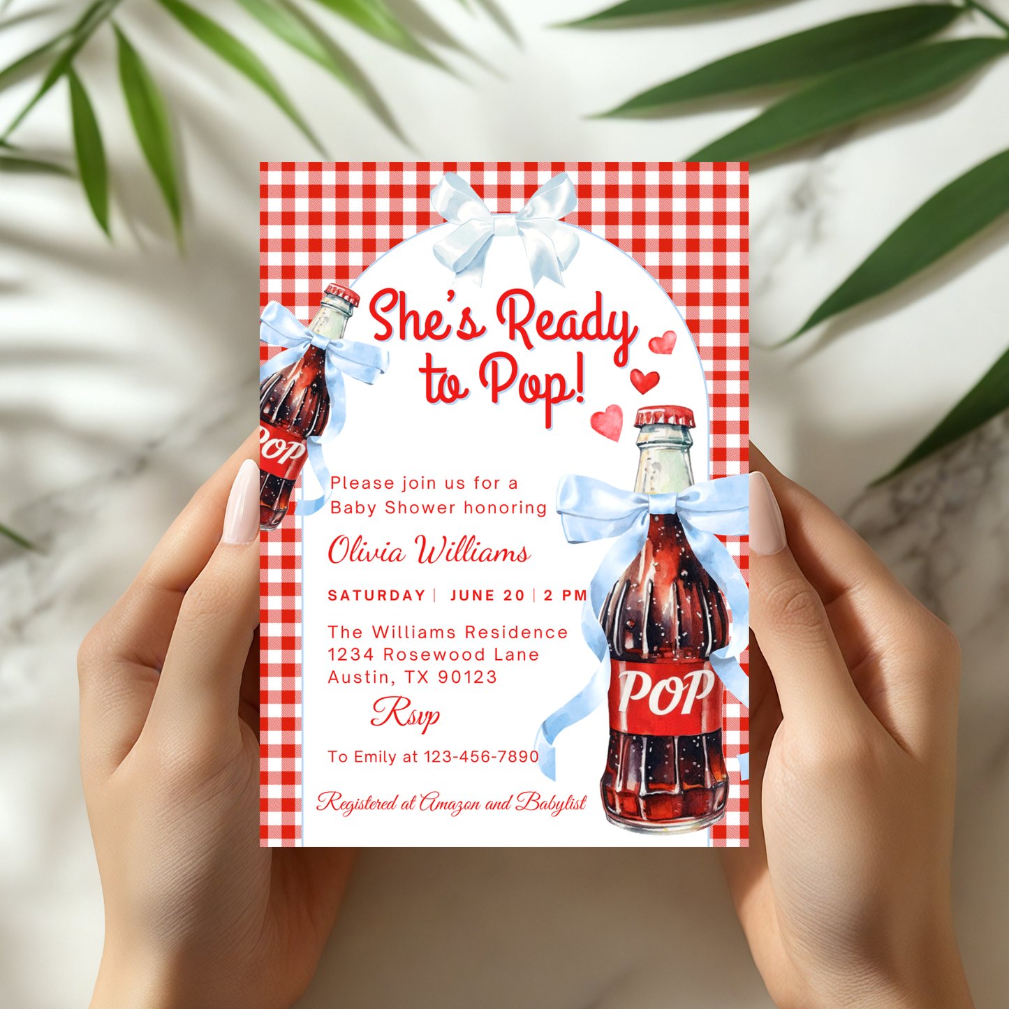 She’s Ready to Pop Baby Shower Invitation Bundle featuring a charming design and festive colors.