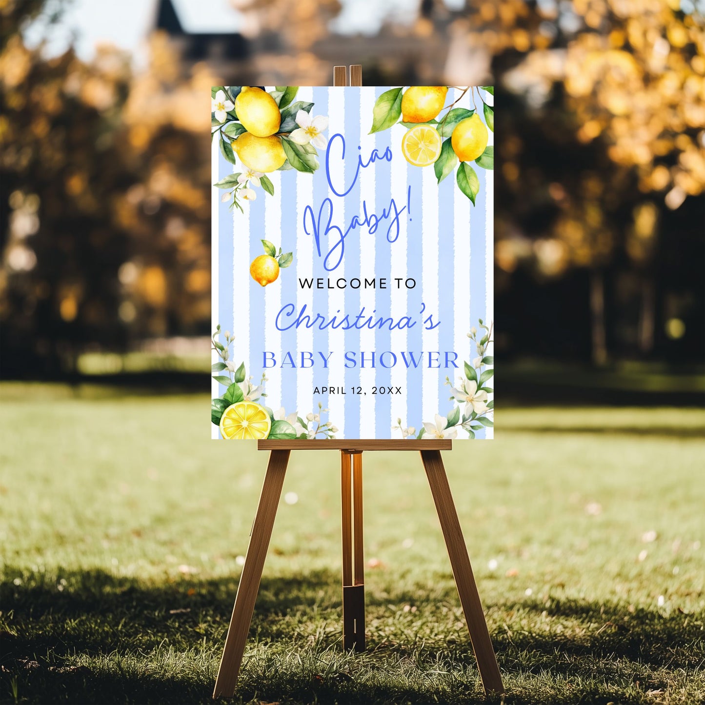 Ciao Baby Adorable Blue Citrus Baby Shower Welcome Sign